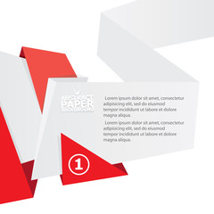 vector origami paper red banner.