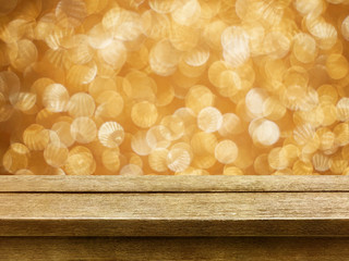 old wood table top on rose gold bokeh background