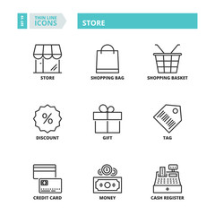 Thin line icons. Store