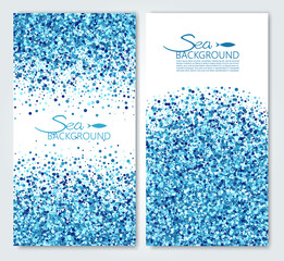 Vector sea banners set of scatter blue circles for different design.