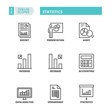 Thin line icons. Statistics