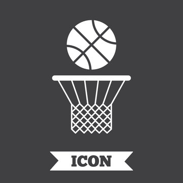 Basketball basket and ball icon. Sport symbol.