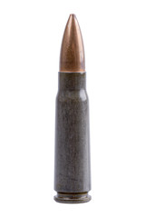 Machine gun bullet on a white background