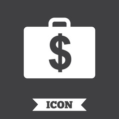 Case with Dollars USD sign. Briefcase button.