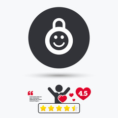 Child lock icon. Locker with smile symbol.