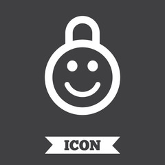 Child lock icon. Locker with smile symbol.