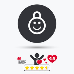 Child lock icon. Locker with smile symbol.