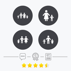 Family with two children sign. Parents and kids.