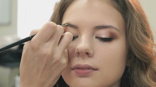 Makeup artist making make-up for a girl