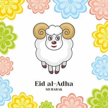 Eid al-Adha greeting card   with the image of a sacrificial ram
