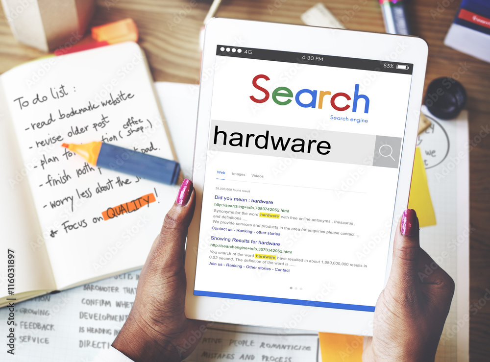 Poster hardware computer programming technology tools concept
