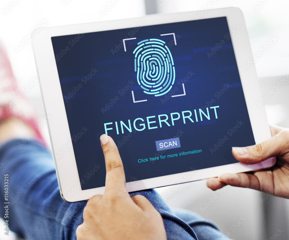 Poster fingerprint technology futuristic coding digital concept