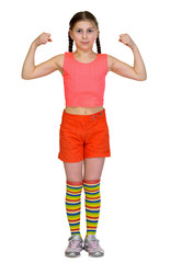 Girl - the sportswoman on a white