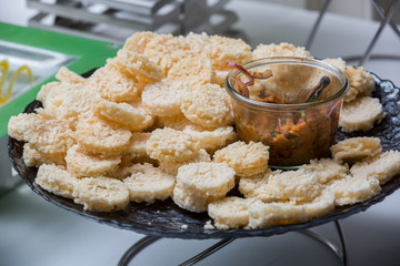thai style chip eat with spicy salad
