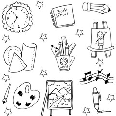 Back to school doodles set Vector illustration