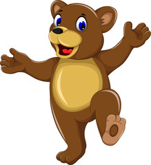 happy bear cartoon walking