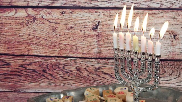 Hanukkah menorah with candles Hanukkah candles happy burning
