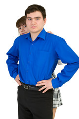 Fototapeta premium Young man protects the woman