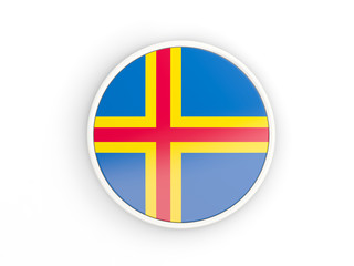 Fototapeta premium Flag of aland islands. Round icon with frame
