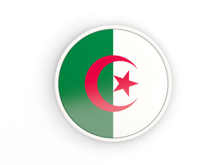 Flag of algeria. Round icon with frame