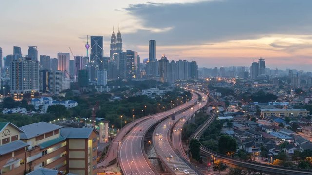 Dusk scene time lapse at Kuala Lumpur city skyline