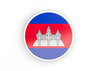 Flag of cambodia. Round icon with frame