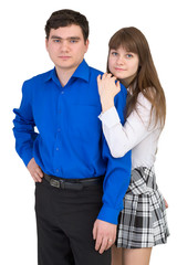 Young pair on a white background