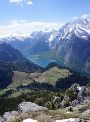 Fototapeta na wymiar Beautiful Königssee lake from Mount Jenner