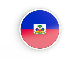 Flag of haiti. Round icon with frame