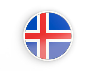 Obraz premium Flag of iceland. Round icon with frame