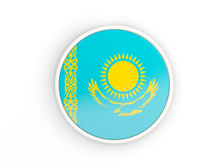 Flag of kazakhstan. Round icon with frame