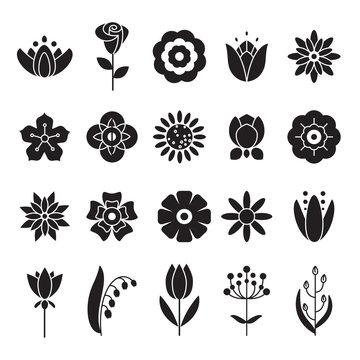 Simple flowers icons set. Universal icon to use for web