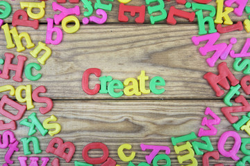Create on wooden table