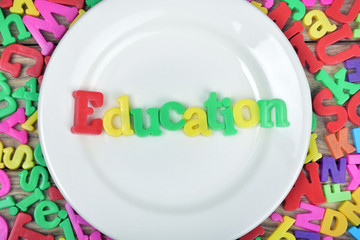Education word on plate