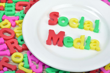 Social Media word on plate