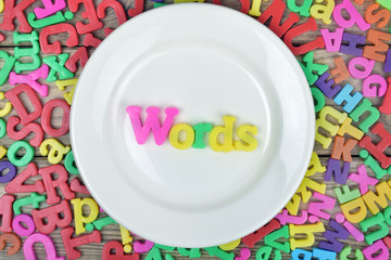 Words on plate