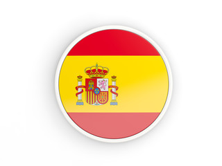 Flag of spain. Round icon with frame
