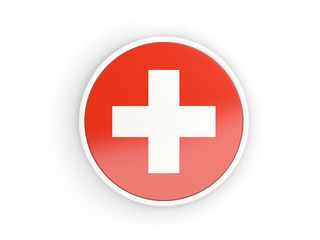 Flag of switzerland. Round icon with frame