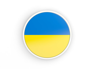 Flag of ukraine. Round icon with frame