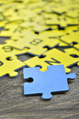Puzzle on wooden table