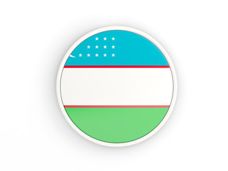 Flag of uzbekistan. Round icon with frame