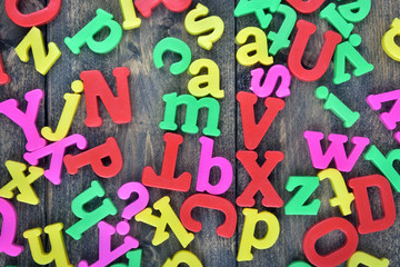 Letters on wooden table