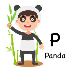Alphabet Letter P-panda,vector