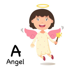 Alphabet Letter A-angel,vector