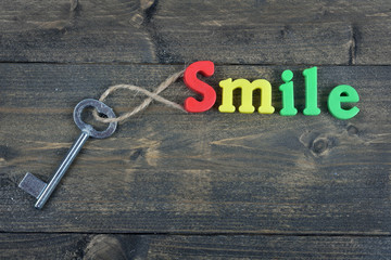 Smile on wooden table