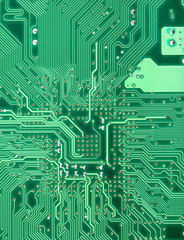 Background from green circuit board close up