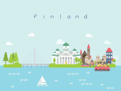 Finland Landmarks Travel and Journey Vector