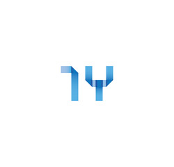 1y initial simple modern blue 