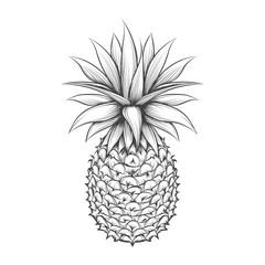 Hand drawn pineapple. Vector pineapple fruit black sketch icon