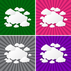 Abstract sun rays with clouds background.